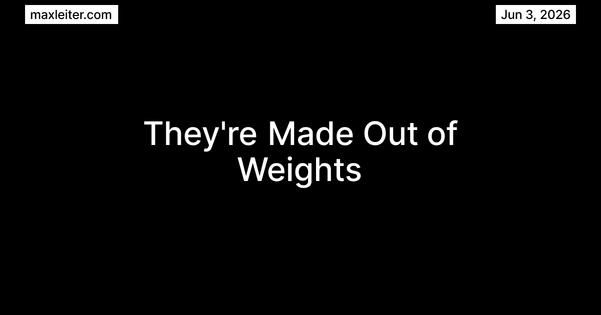 "걔네는 weight(숫자 덩어리)로 만들어졌어" — LLM의 정체를 가장 솔직하게 말하면