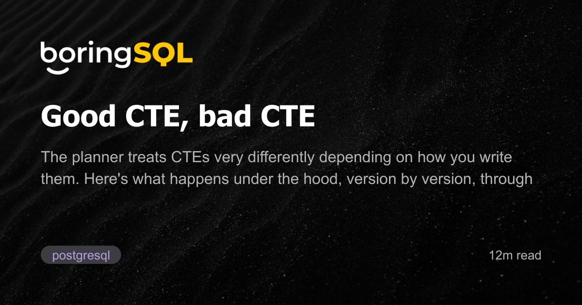 SQL의 CTE, 잘 쓰면 약이고 못 쓰면 독이에요