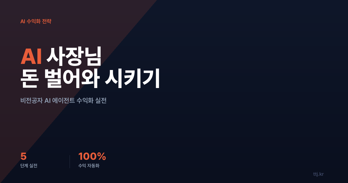 AI 사장님에게 '돈 벌어와!' 시키기: 비전공자를 위한 수익 창출 AI 에이전트 5단계 실전 가이드