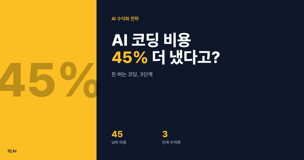 AI 코딩 비용, 나도 모르게 '45% 더' 내고 있었다고? '돈 버는 코딩' 지갑 지키는 3단계
