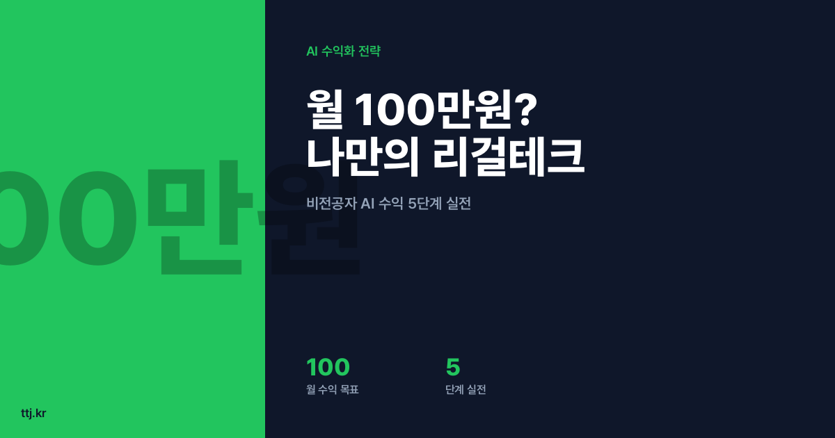 월 100만원? 비전공자도 오픈소스 법률 AI로 '나만의 리걸테크' 만들고 돈 버는 5단계 실전 가이드