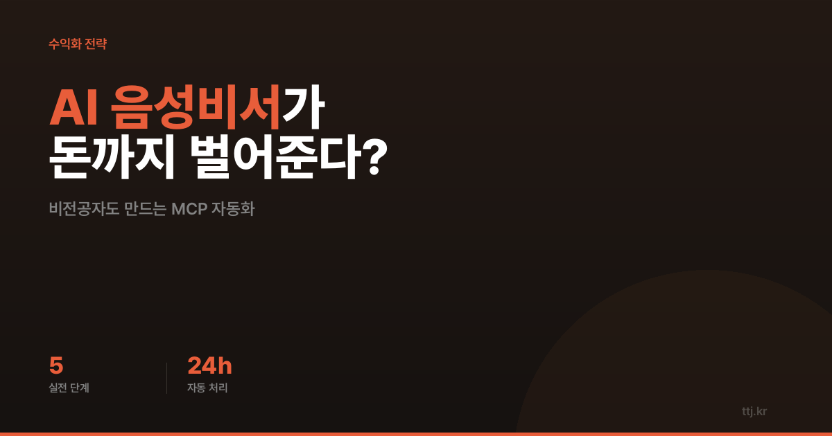 AI 음성 비서가 내 일정·이메일 관리하고 돈까지 벌어준다? 비전공자도 만드는 'MCP 개인 자동화 비서' 5단계 실전 가이드