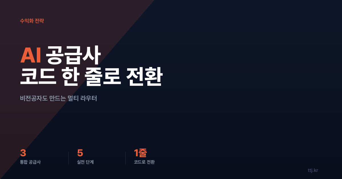 "OpenAI·Claude·Gemini를 코드 한 줄로 갈아끼운다" — 비전공자도 만드는 'AI 멀티공급사 라우터'로 외주비 버는 5단계 실전 
