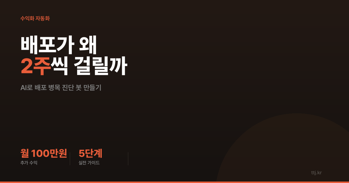 "왜 우리 팀은 배포가 2주씩 걸릴까?" — 비전공자도 AI로 'GitHub 배포 병목 자동 진단 리포트' 봇 만들어 팀·외주로 월 100만원 