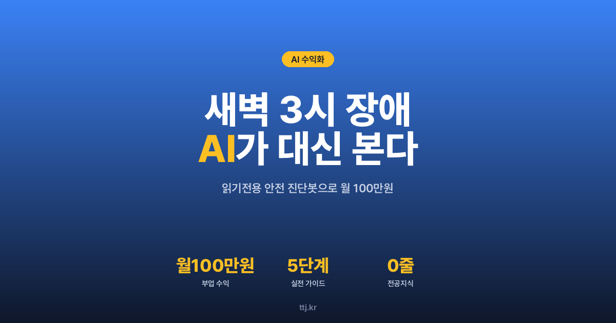 "새벽 3시 장애 알림, 이제 AI가 대신 본다" — 비전공자도 '읽기 전용' 안전 진단 봇 만들어 쇼핑몰·스타트업 서버 장애 대응 대행으로 월